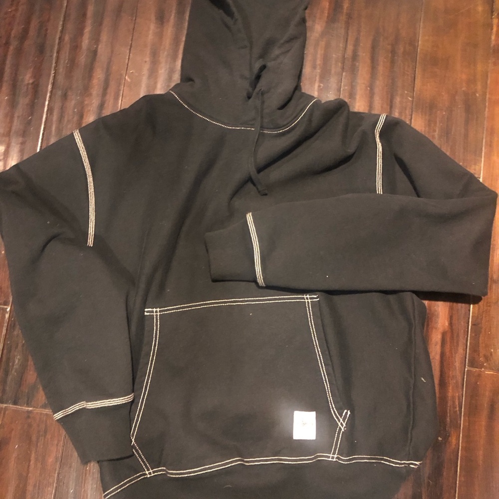 Stussy Black Hoodie with White Stitching
